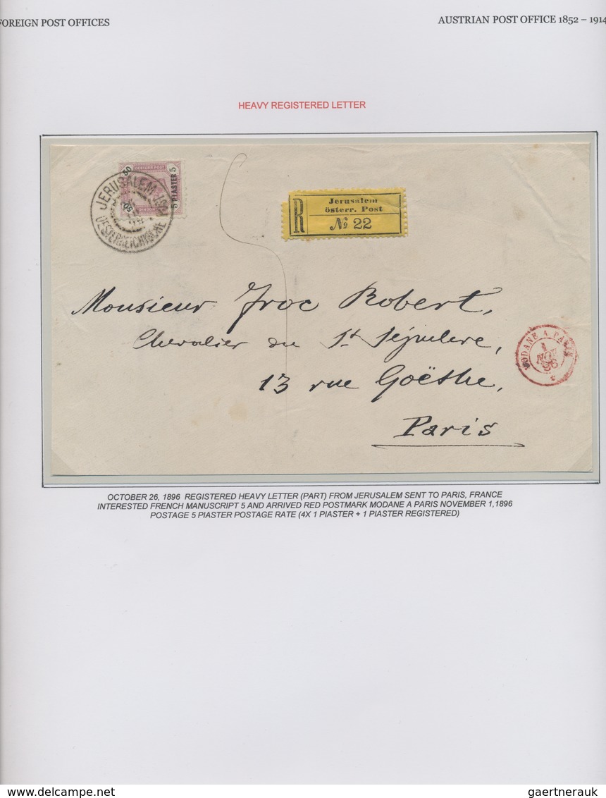 Österreichische Post In Der Levante: 1855/1914, Extraordinary Exhibit On 44 Album Pages, Comprising - Oostenrijkse Levant