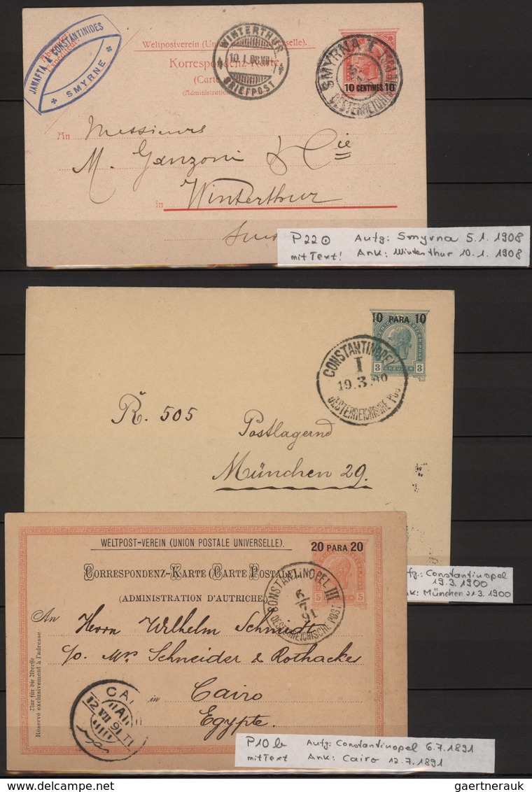 Österreichische Post In Der Levante: 1874/1911, Partie Von Neun Bedarfsgebrauchten Ganzsachen, Dabei - Oostenrijkse Levant