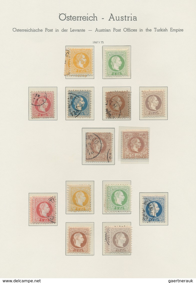 Österreichische Post In Der Levante - Portomarken: 1867 - 1909, Kleine Sammlung Auf Vordruckblättern - Oriente Austriaco