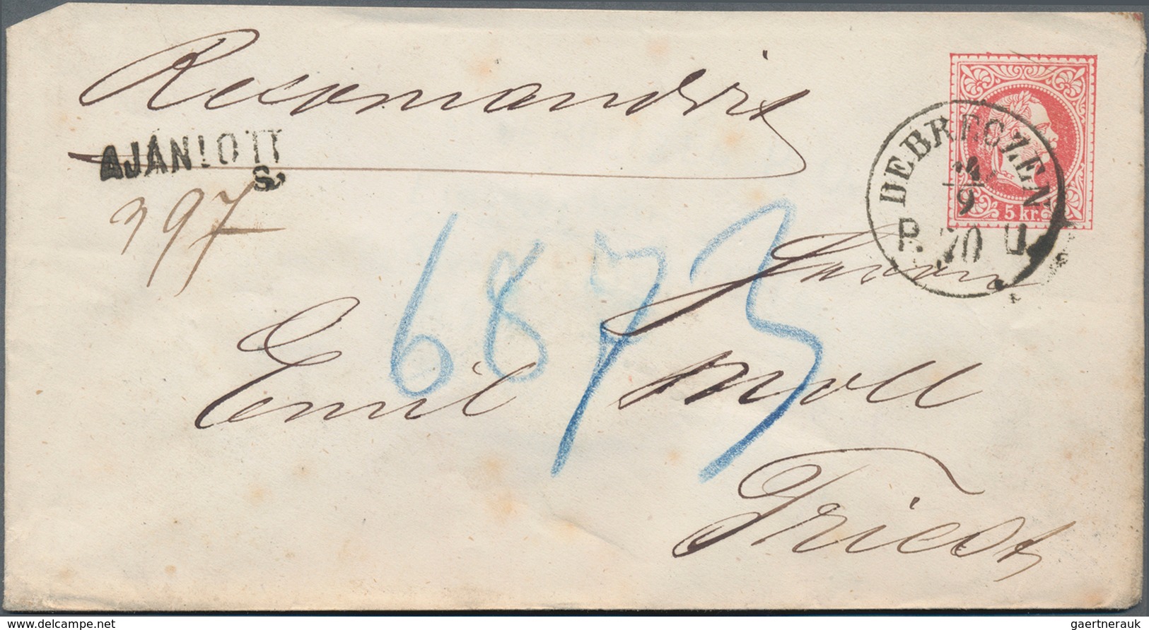 Österreich - Verwendung in Ungarn: 1868/1871, Korrespondenz Debreczen-Triest, Partie von zehn gebrau