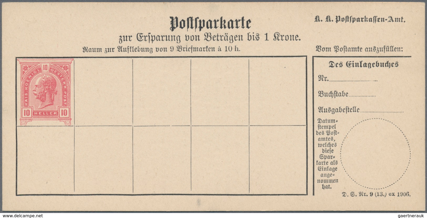 Österreich - Ganzsachen: 1883/1902 Zehn Ungebrauchte Postsparkarten Ab SK 17I Bis Zur Ausgabe In Hel - Autres & Non Classés