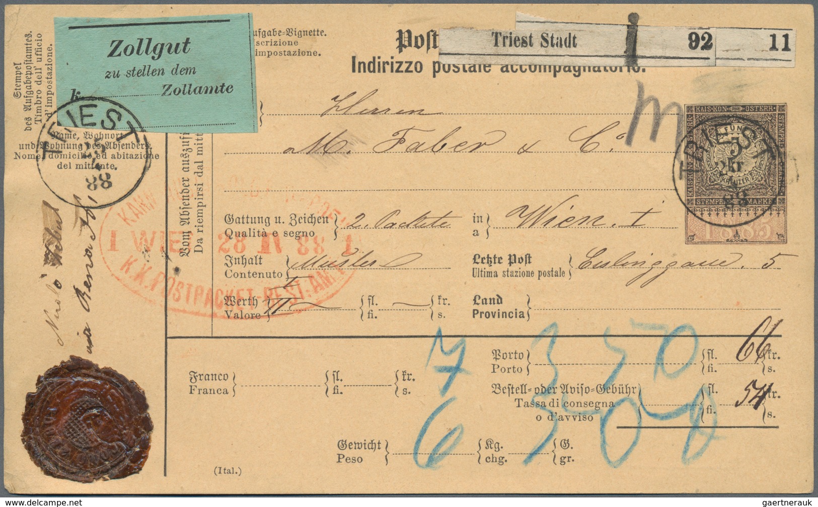 Österreich - Ganzsachen: 1885, Vier Bedarfsgerecht Gebrauchte Postbegleitadressen Mit 5 Kr. Gebühren - Otros & Sin Clasificación