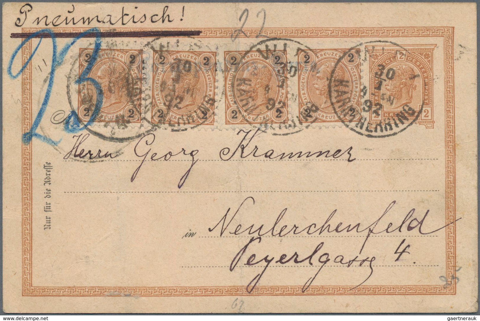 Österreich - Ganzsachen: 1892/1918, Kleiner Posten Von Ca. 20 Ungebrauchten Und Gebrauchten Ganzsach - Otros & Sin Clasificación