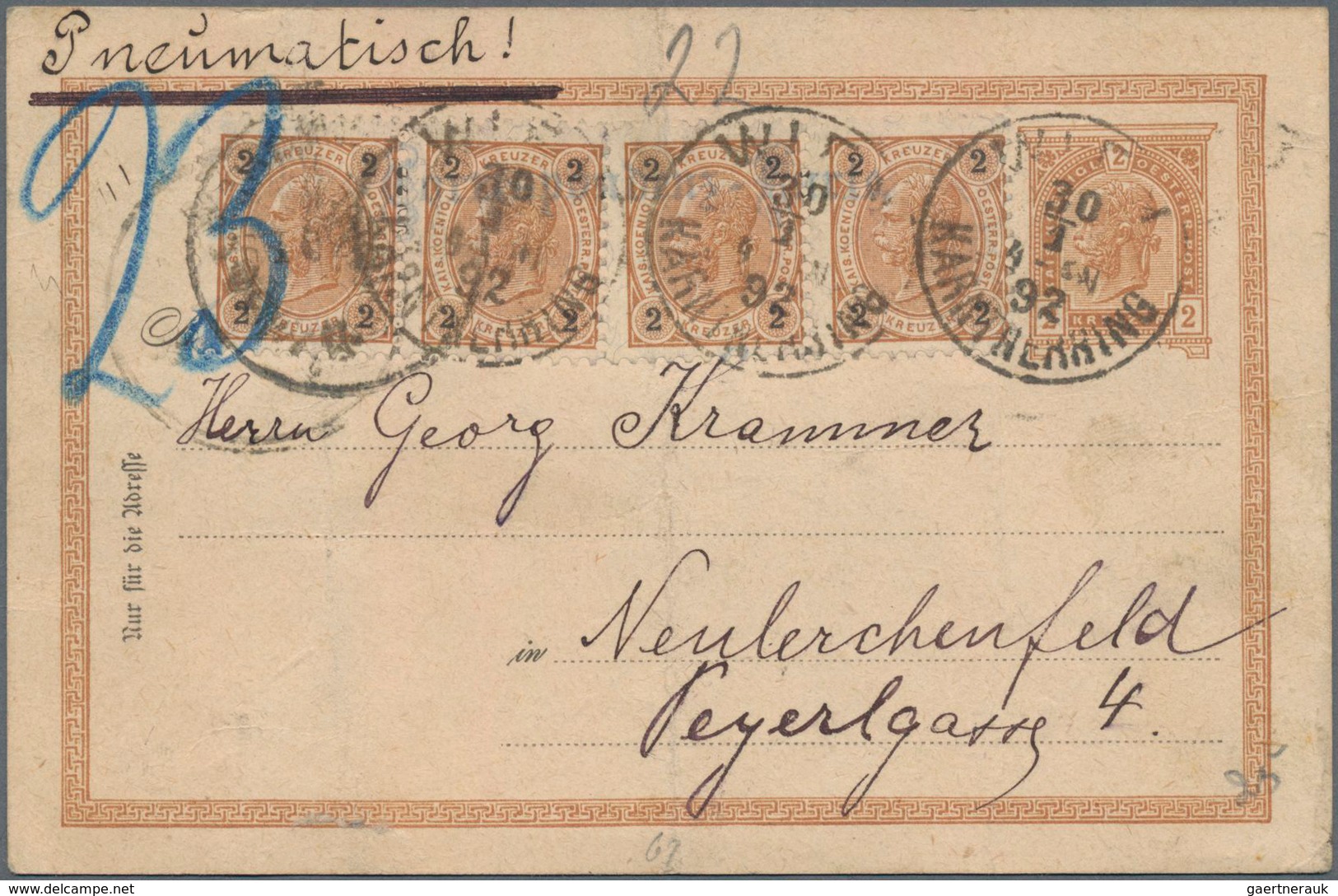 Österreich - Ganzsachen: 1892/1918, Kleiner Posten Von Ca. 20 Ungebrauchten Und Gebrauchten Ganzsach - Andere & Zonder Classificatie