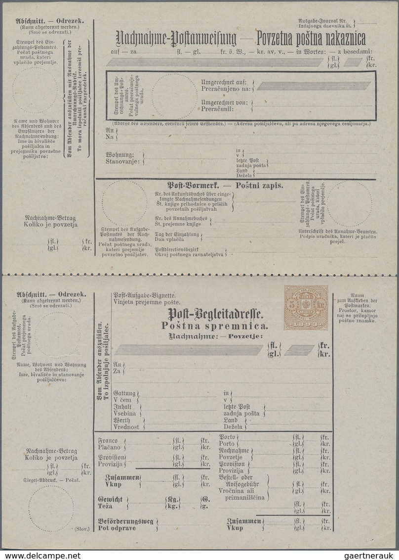 Österreich - Ganzsachen: 1893, Acht Verschiedene Ungebrauchte Postbegleitadressen Für Nachnahmensend - Otros & Sin Clasificación