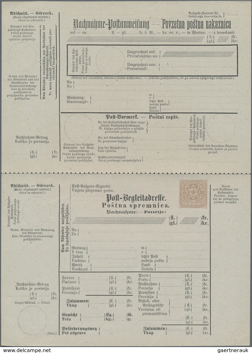 Österreich - Ganzsachen: 1893, Acht Verschiedene Ungebrauchte Postbegleitadressen Für Nachnahmensend - Andere & Zonder Classificatie