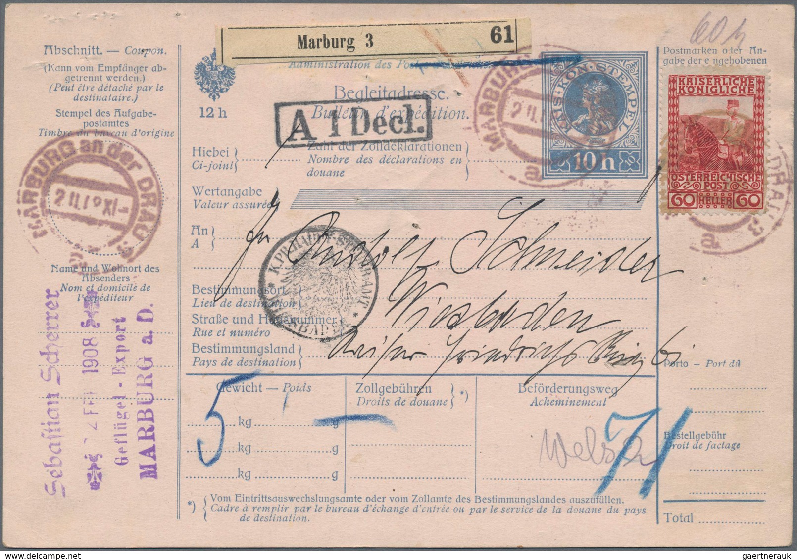 Österreich - Ganzsachen: 1908/19, Kleines Konvolut Von 6 Ungebrauchten Und Zwei Gebrauchten Postbegl - Andere & Zonder Classificatie