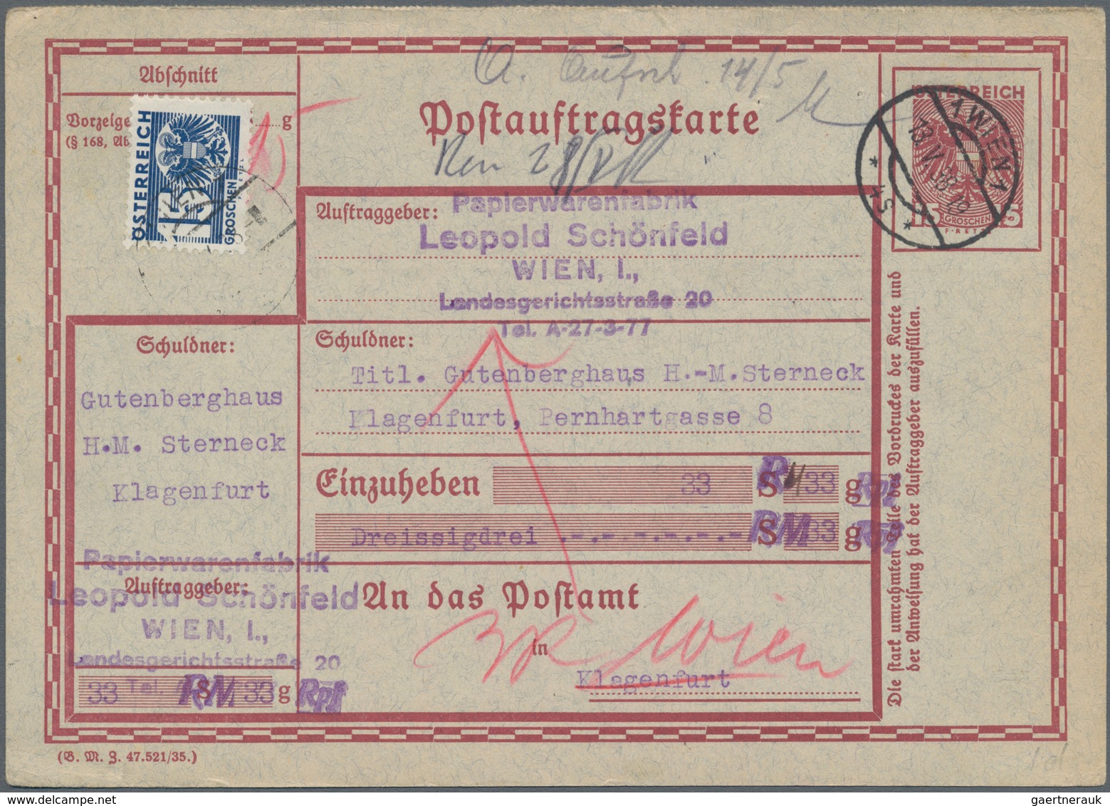 Österreich - Ganzsachen: 1913/1938, Sammlung Mit 14 Ungebrauchten Postanweisungen, Postauftragskarte - Otros & Sin Clasificación