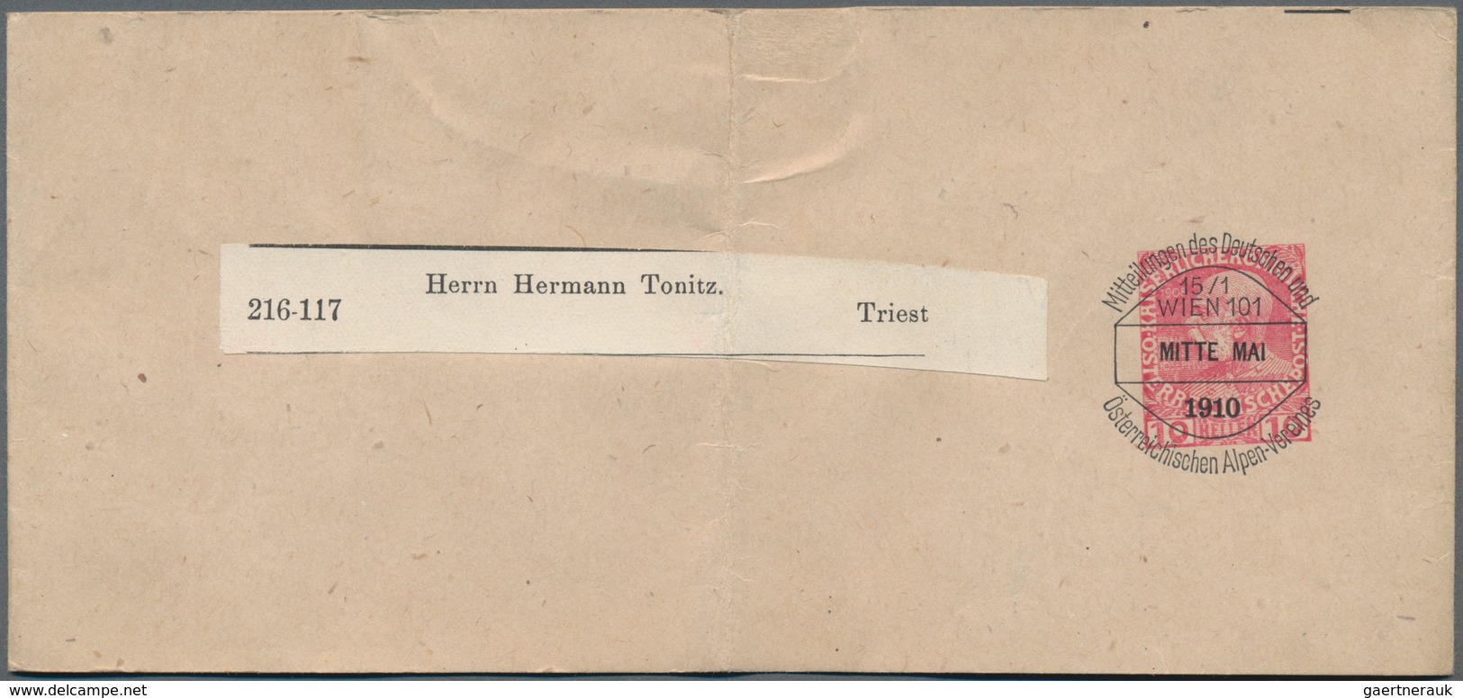 Österreich - Privatganzsachen: 1907/19, Kleiner Posten Von Streifbandganzsachen Mit Zudruck Des Deut - Sonstige & Ohne Zuordnung