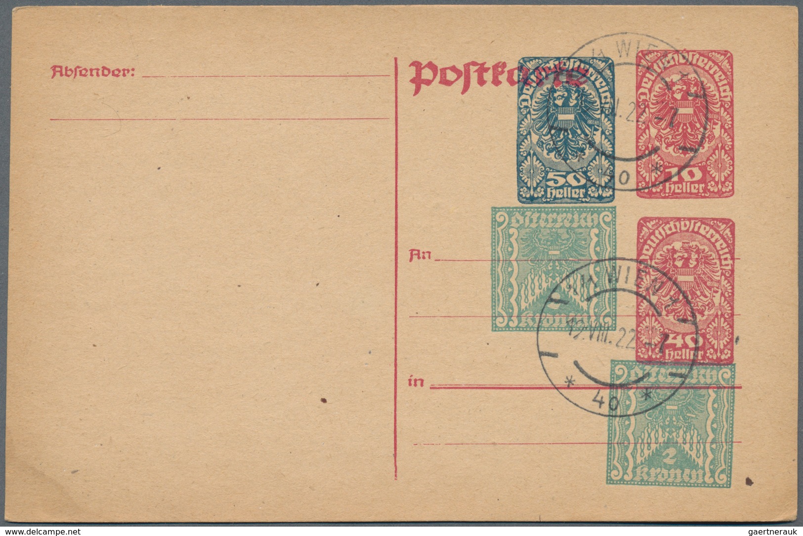 Österreich - Privatganzsachen: 1919/22, Kleiner Posten Von Ca. 40 Gebrauchten Und Ungebrauchten Priv - Autres & Non Classés