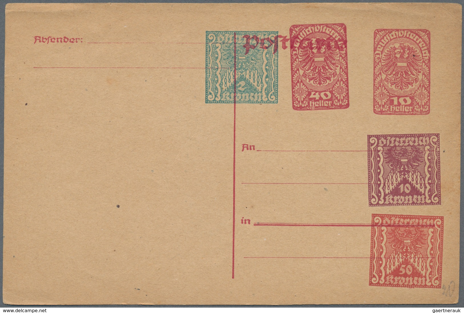 Österreich - Privatganzsachen: 1919/22, Kleiner Posten Von Ca. 40 Gebrauchten Und Ungebrauchten Priv - Autres & Non Classés