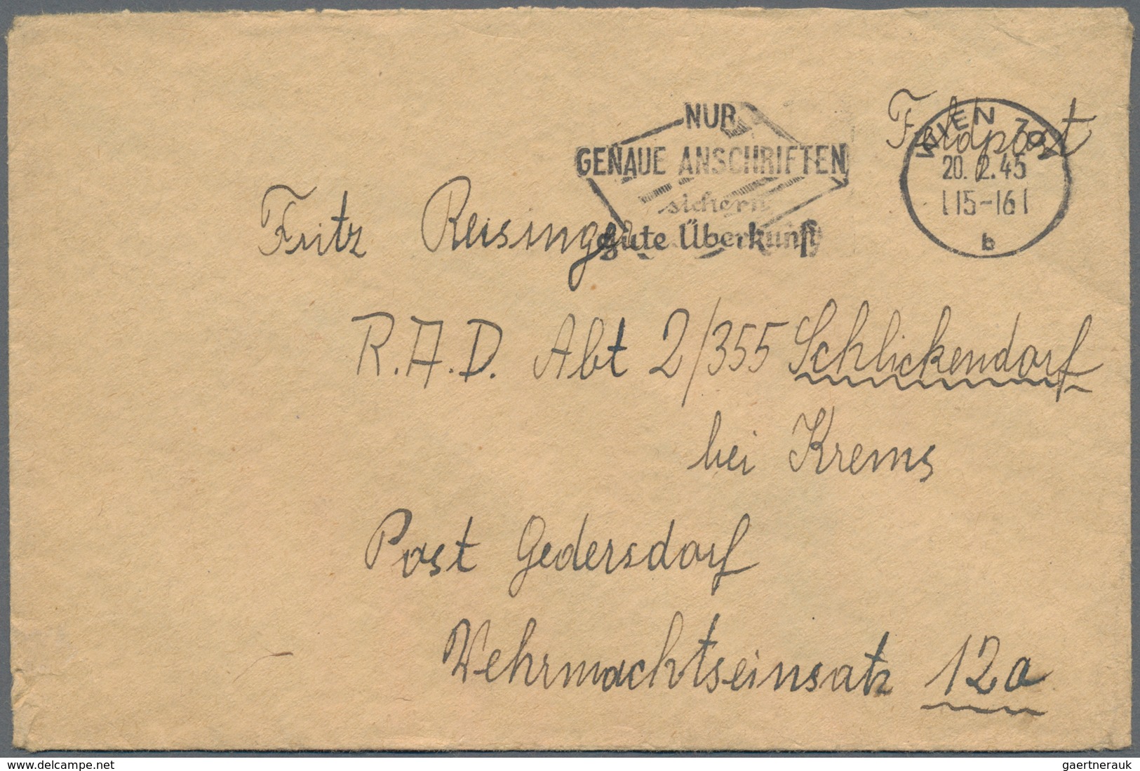 Österreich - Besonderheiten: 1945, 16 Briefe, Alle Ab Wien An Eine R.A.D.-Abteilung In Schlickendorf - Otros & Sin Clasificación