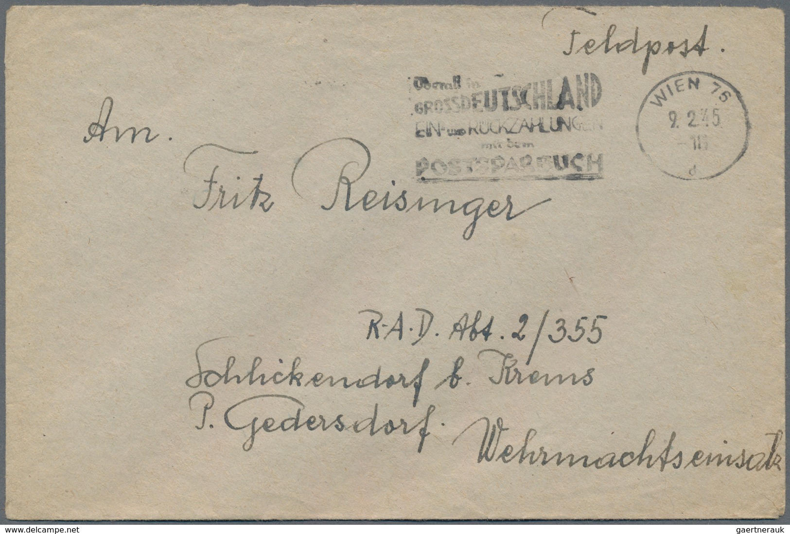 Österreich - Besonderheiten: 1945, 16 Briefe, Alle Ab Wien An Eine R.A.D.-Abteilung In Schlickendorf - Otros & Sin Clasificación