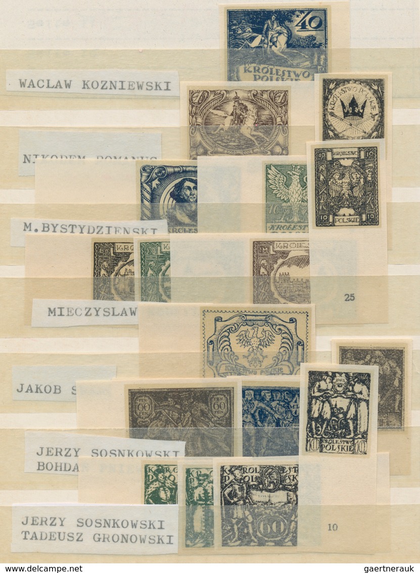 Polen: 1917/18 Ca.: Collection Of 127 PROOFS, All Different And Imperf, From More Than 35 Artists/de - Gebraucht