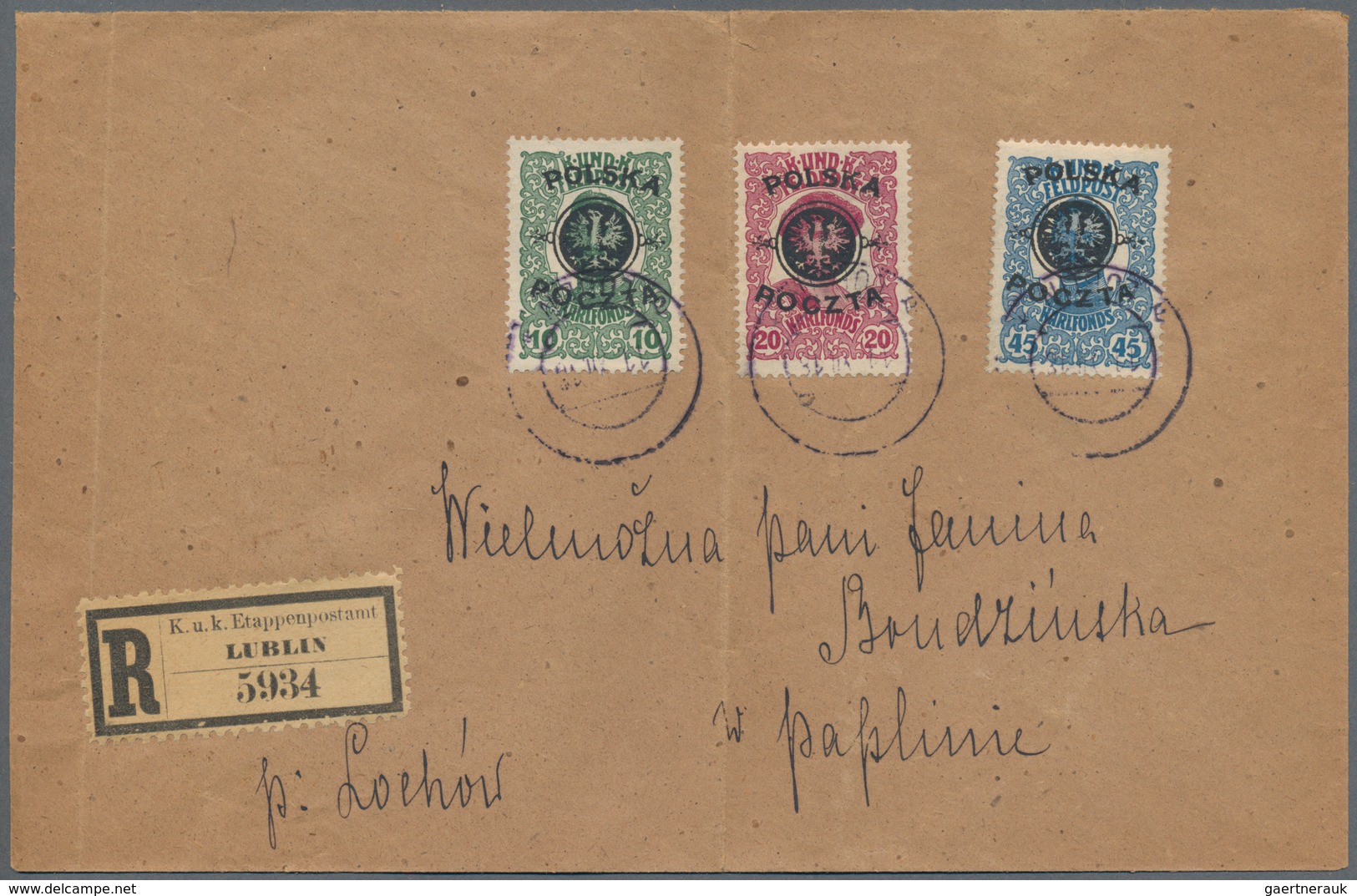 Polen: 1919, Overprints, Lot Of 24 Used Stamps Incl. Poznan Overprints On Germany Used On Cover; Som - Usados