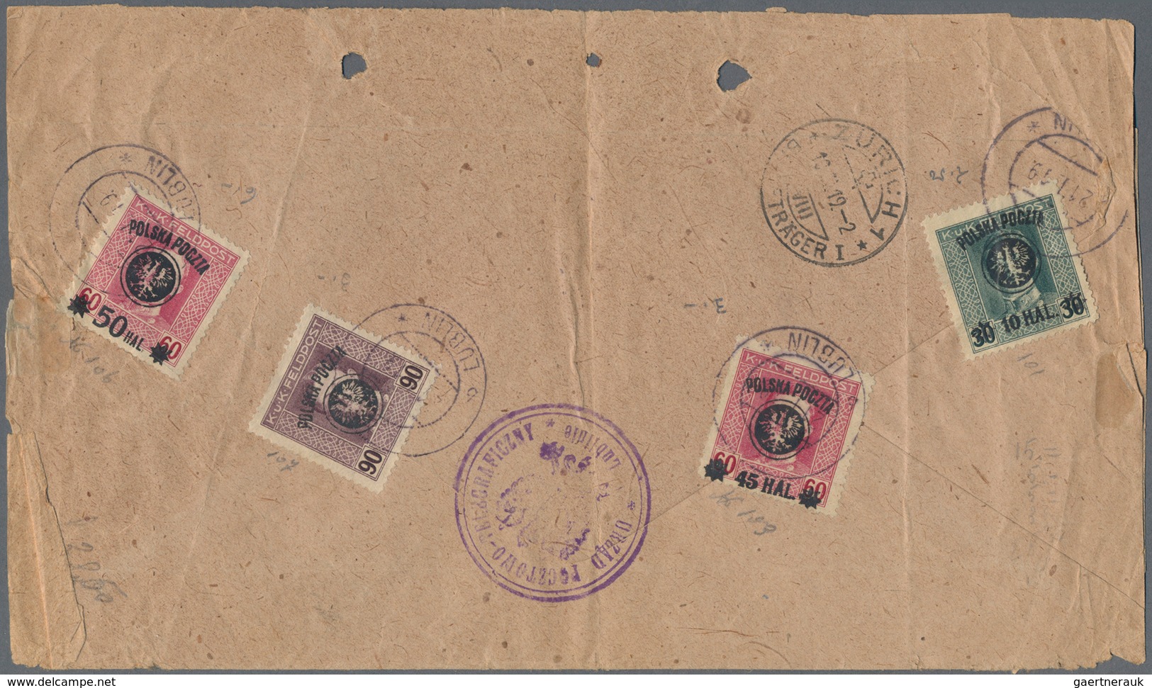 Polen: 1919, Overprints, Lot Of 24 Used Stamps Incl. Poznan Overprints On Germany Used On Cover; Som - Gebruikt