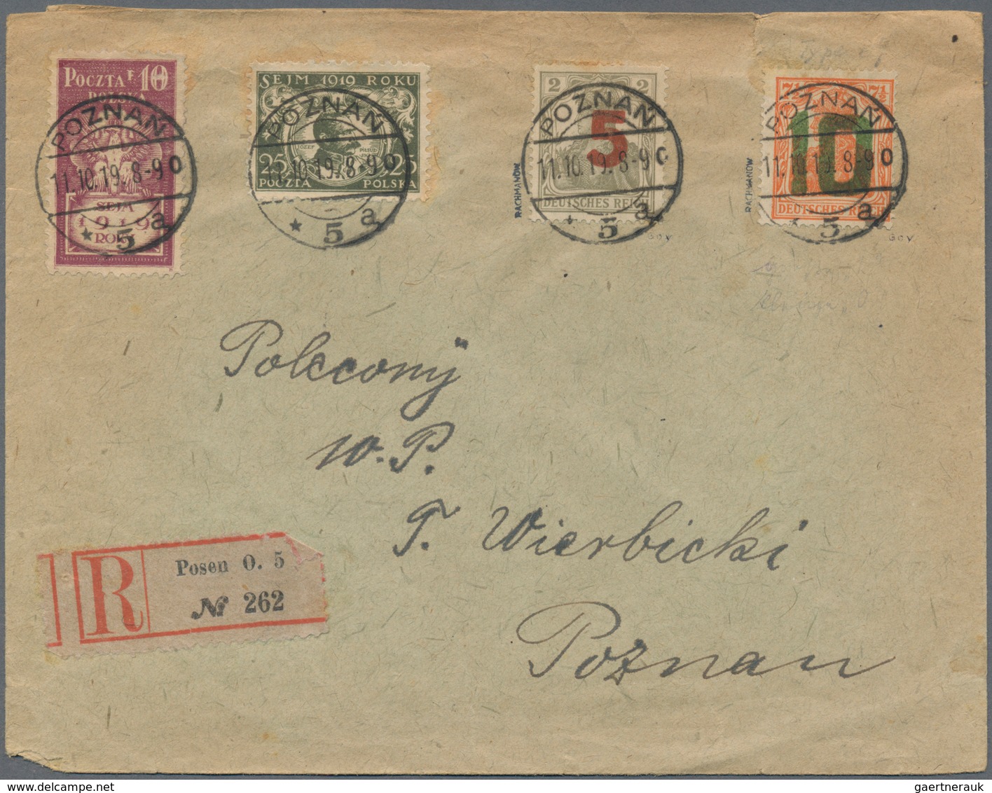 Polen: 1919, Overprints, Lot Of 24 Used Stamps Incl. Poznan Overprints On Germany Used On Cover; Som - Gebraucht