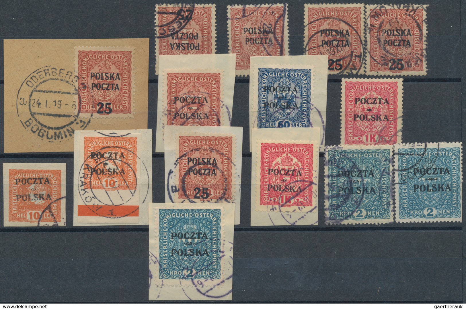 Polen: 1919, Overprints, Lot Of 24 Used Stamps Incl. Poznan Overprints On Germany Used On Cover; Som - Usados