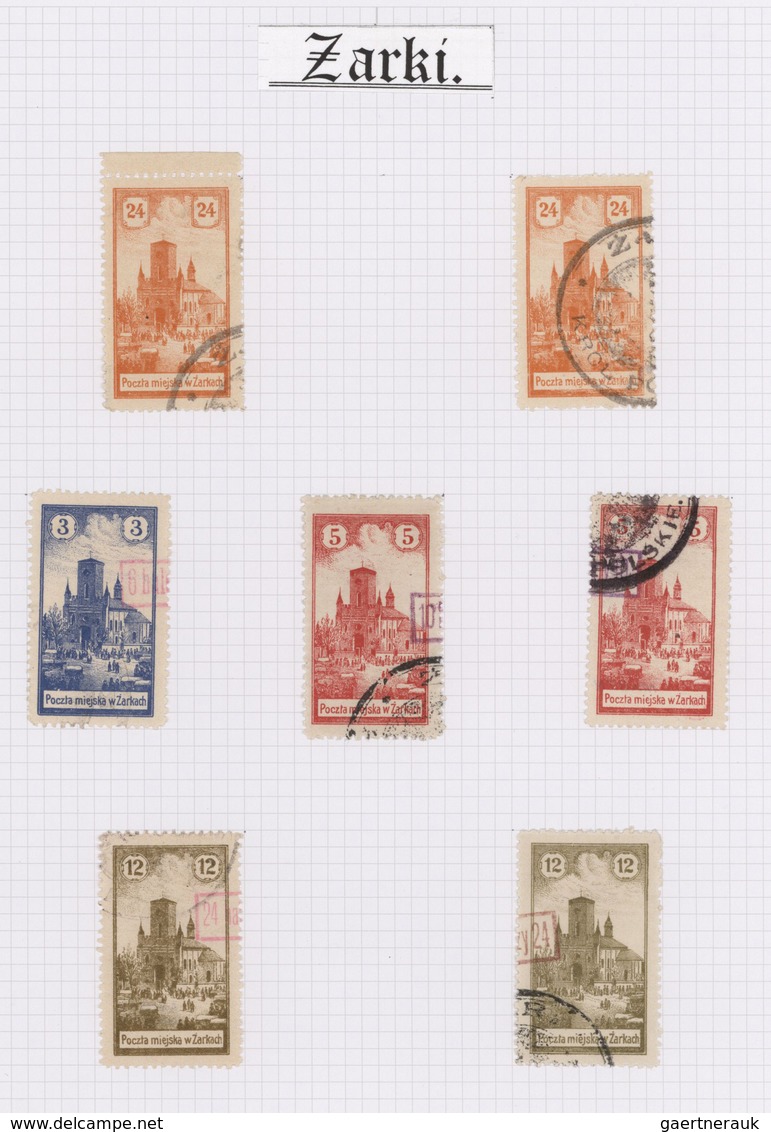 Polen - Bestellpostanstalten: ZARKI: 1918, Specialised Collection Of Seven Genuine Stamps And A Stud - Otros & Sin Clasificación