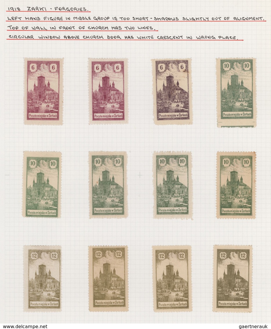 Polen - Bestellpostanstalten: ZARKI: 1918, Specialised Collection Of Seven Genuine Stamps And A Stud - Andere & Zonder Classificatie
