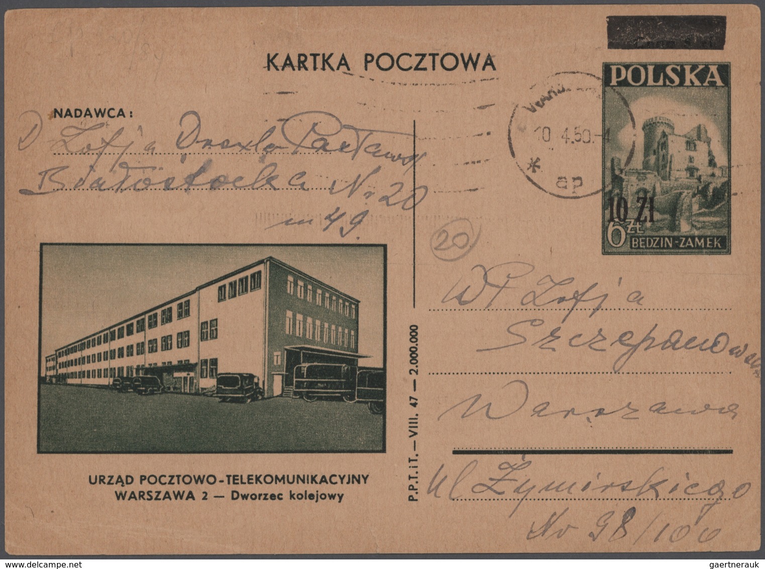 Polen - Ganzsachen: 1945/1994, Holding Of Apprx. 1.000 Stationery Cards, Mainly Commercially Used (a - Enteros Postales