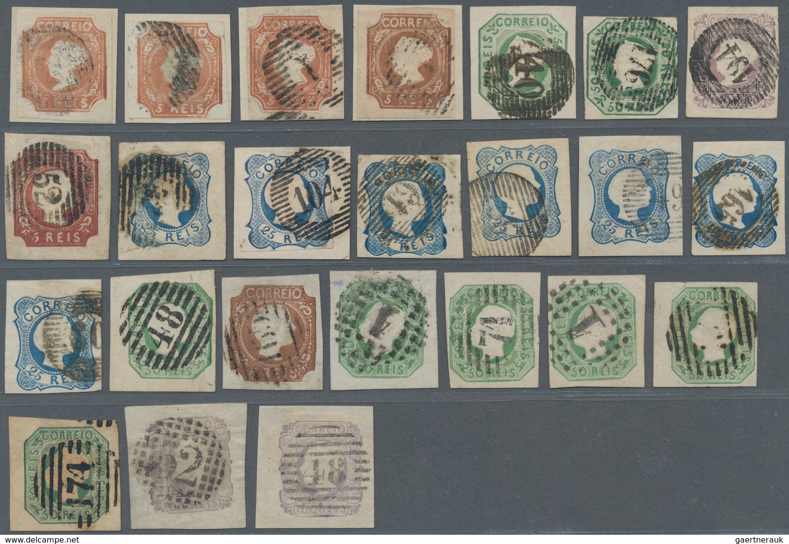 Portugal: 1853/1862, Maria+Pedro Imperforate Issues, Selected Lot Of 24 Used Stamps, Fresh Colours A - Otros & Sin Clasificación