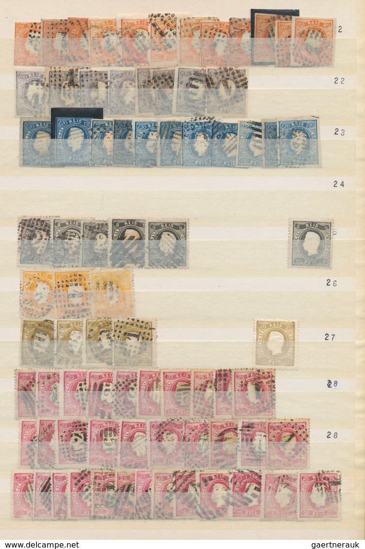Portugal: 1853/1893, Comprehensive Mainly Used Accumulation Of Apprx. 2.000 Stamps, Neatly Sorted In - Other & Unclassified
