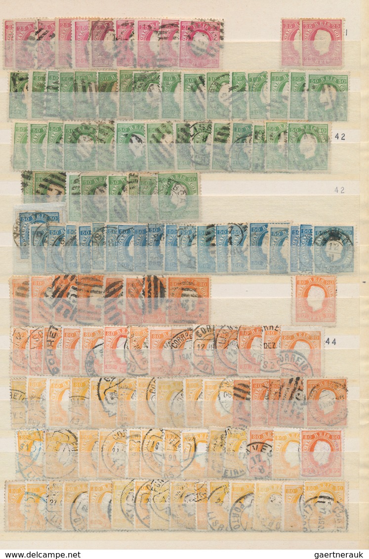 Portugal: 1853/1893, Comprehensive Mainly Used Accumulation Of Apprx. 2.000 Stamps, Neatly Sorted In - Other & Unclassified