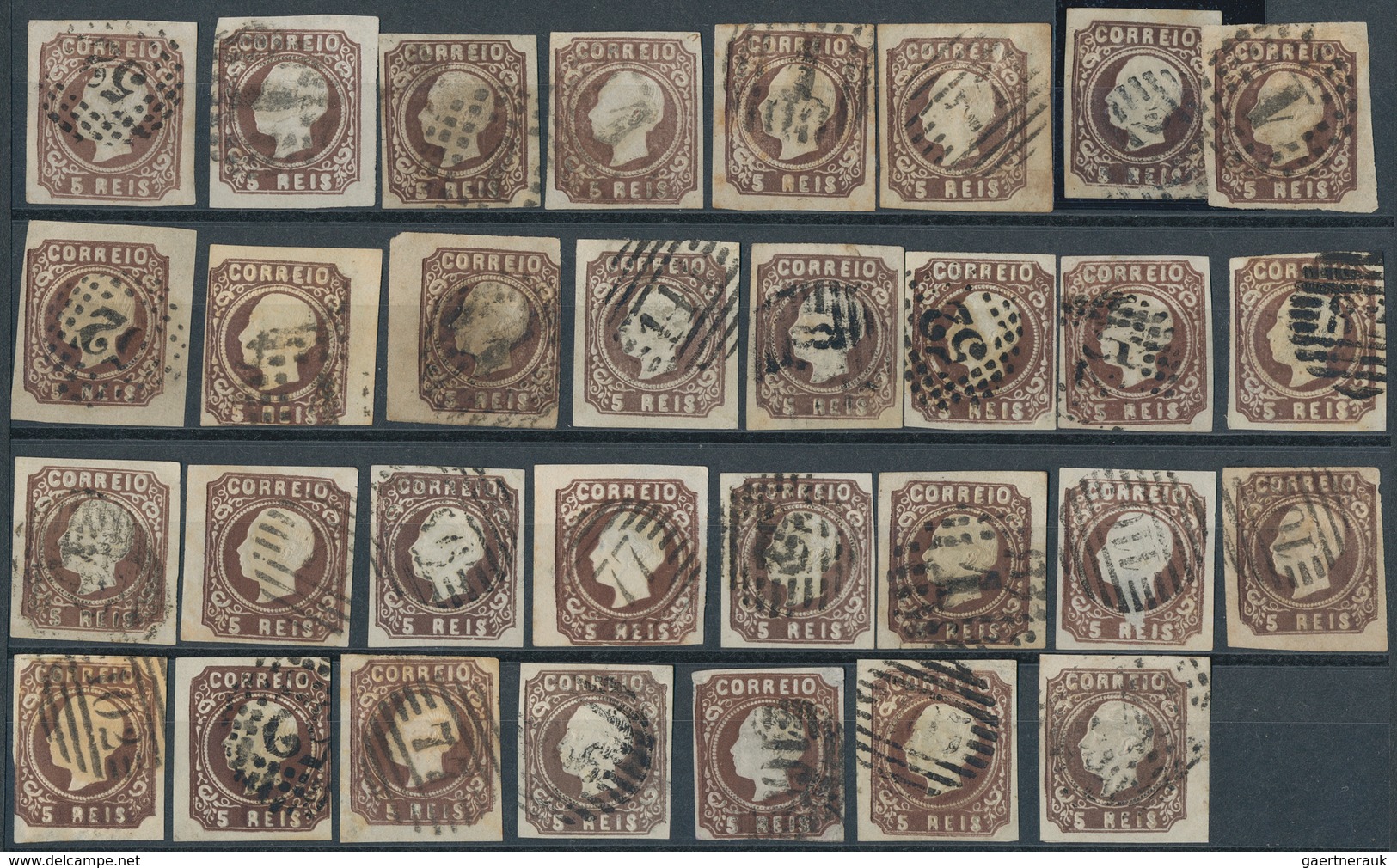 Portugal: 1862, Luis I. 5 R. Brown, Lot Of Ca. 150 Used Copies , Many With A Good Margin, Different - Sonstige & Ohne Zuordnung