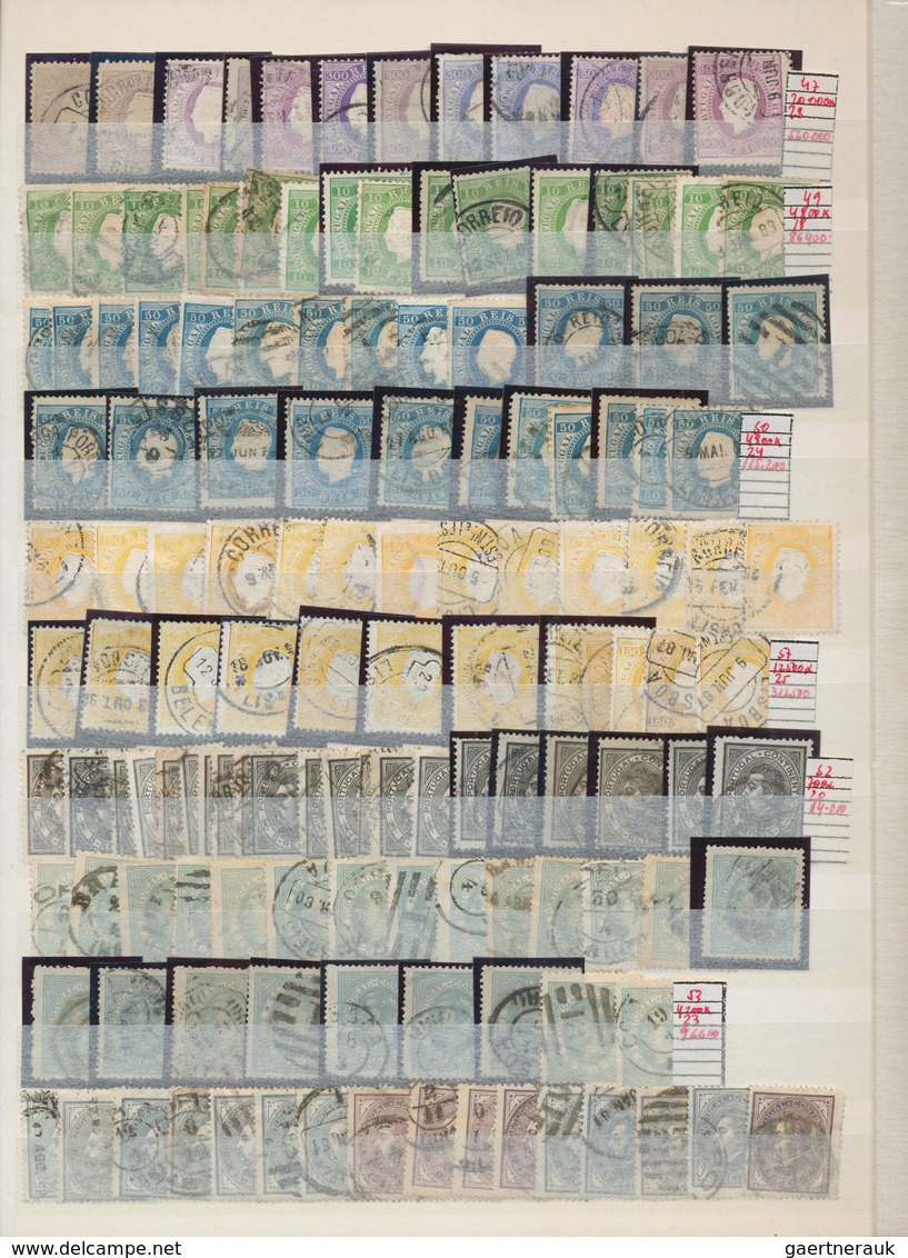 Portugal: 1870/1893, Definitives "Luis" And "Carlos", Used Accumulation Of Apprx. 890 Stamps (Luis 6 - Autres & Non Classés