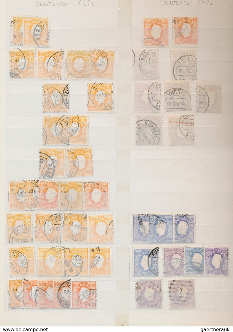 Portugal: 1870/1893, Used Accumulation Of Apprx. 480 Stamps In A Stockbook, Main Value Is Surely The - Otros & Sin Clasificación