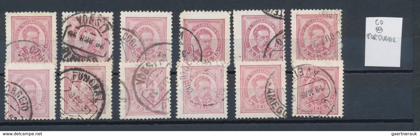 Portugal: 1880/1887, lot ex Mi no. 53/64, in total more than 180 used and 8 unused stamps including