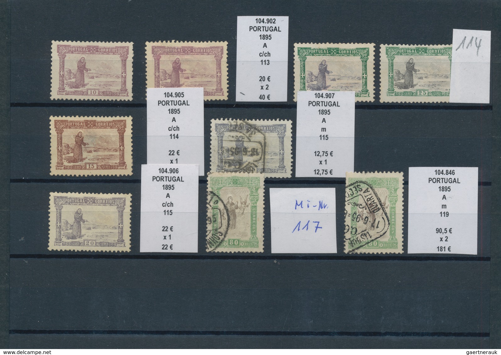 Portugal: 1894/1895, nice lot with only value of the sets ""Prince Henry" and "Siant Antonio" used a