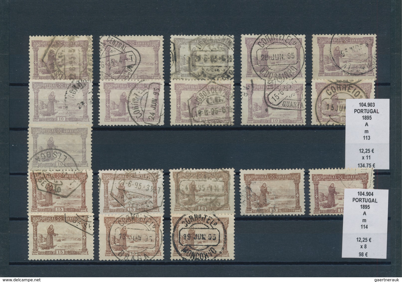 Portugal: 1894/1895, nice lot with only value of the sets ""Prince Henry" and "Siant Antonio" used a