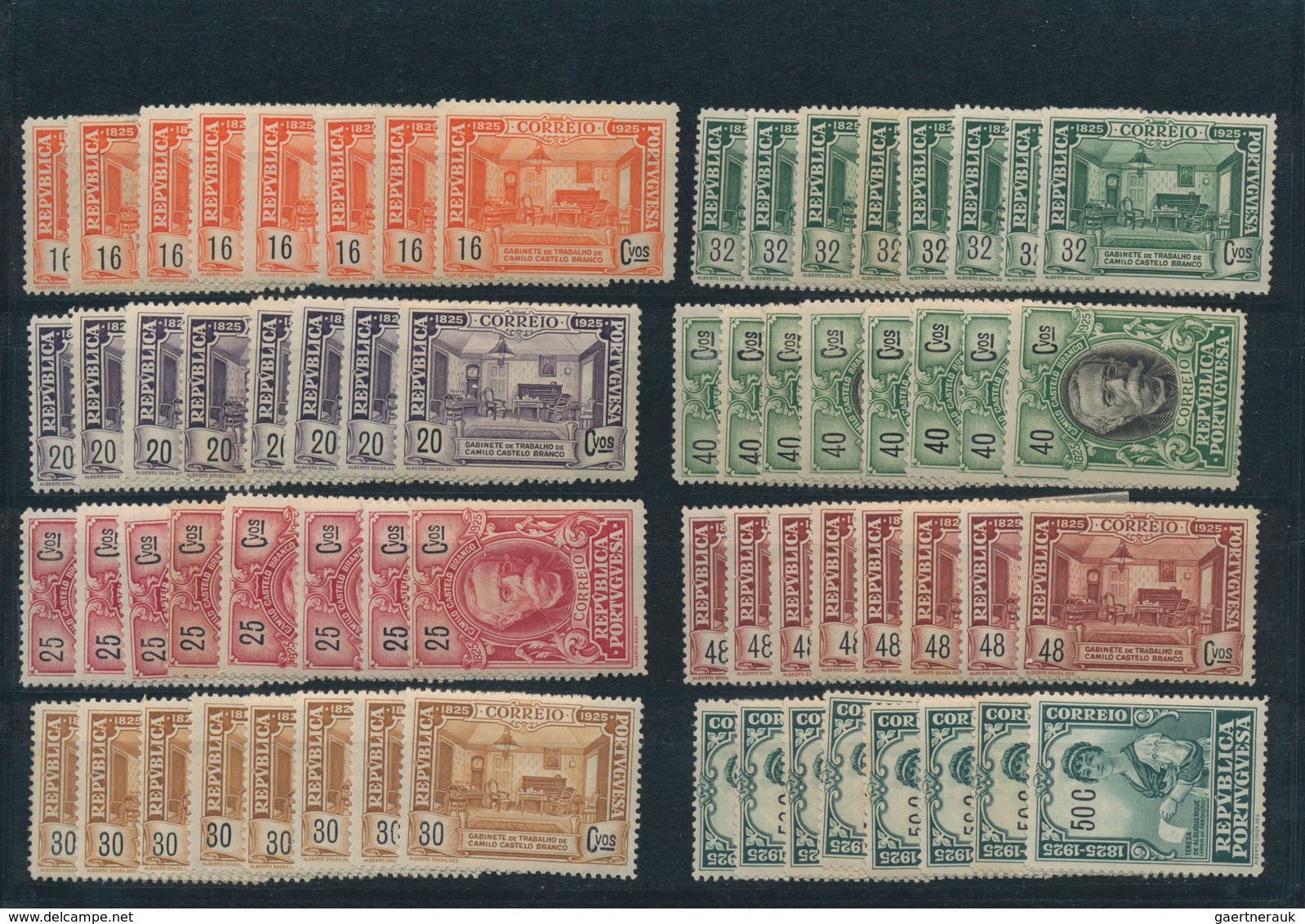 Portugal: 1925, 2 C To 20 E "100 Birthday Camilo Castelo Branco" Set Of 31 Values, Michel 347/377, M - Andere & Zonder Classificatie