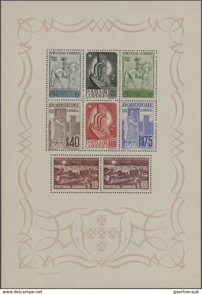 Portugal: 1940/1949, Mint Assortment Of 19 Souvenir Sheets, Mainly Never Hinged Resp. Few With Sligh - Sonstige & Ohne Zuordnung