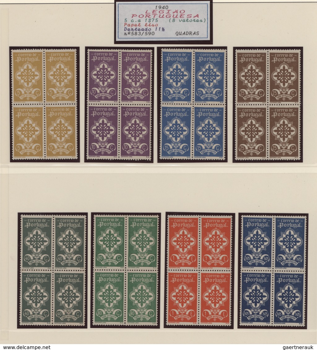 Portugal: 1940/1985, MNH TOP COLLECTION OF BLOCKS OF FOUR, Well Collected Throughout In Six Black Li - Sonstige & Ohne Zuordnung