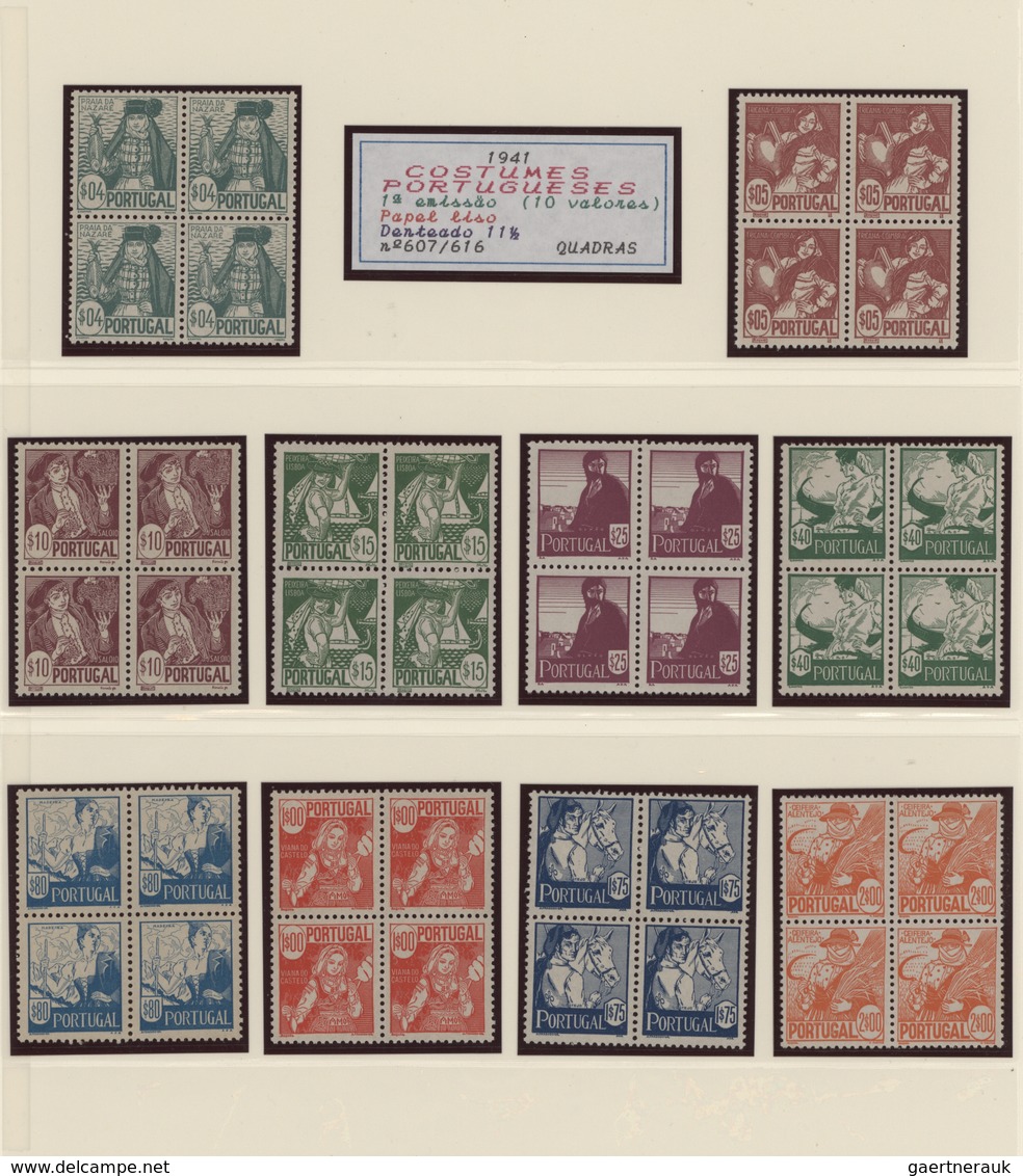 Portugal: 1940/1985, MNH TOP COLLECTION OF BLOCKS OF FOUR, Well Collected Throughout In Six Black Li - Sonstige & Ohne Zuordnung