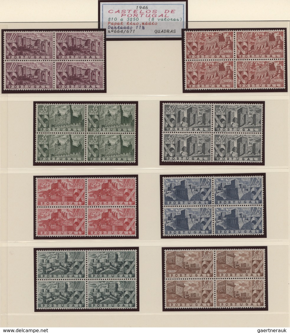 Portugal: 1940/1985, MNH TOP COLLECTION OF BLOCKS OF FOUR, Well Collected Throughout In Six Black Li - Sonstige & Ohne Zuordnung