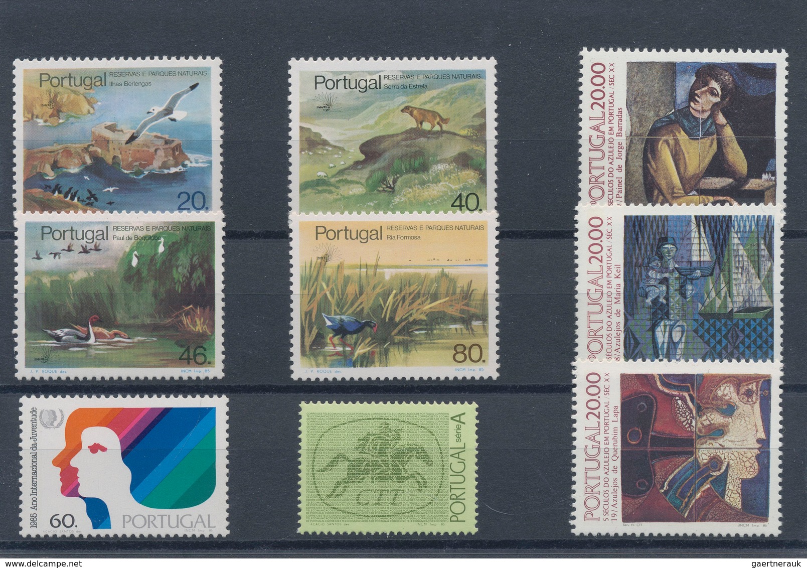 Portugal: 1974/1985, complete year sets without the souvenir sheets, mint never hinged. 1974 - 8 set