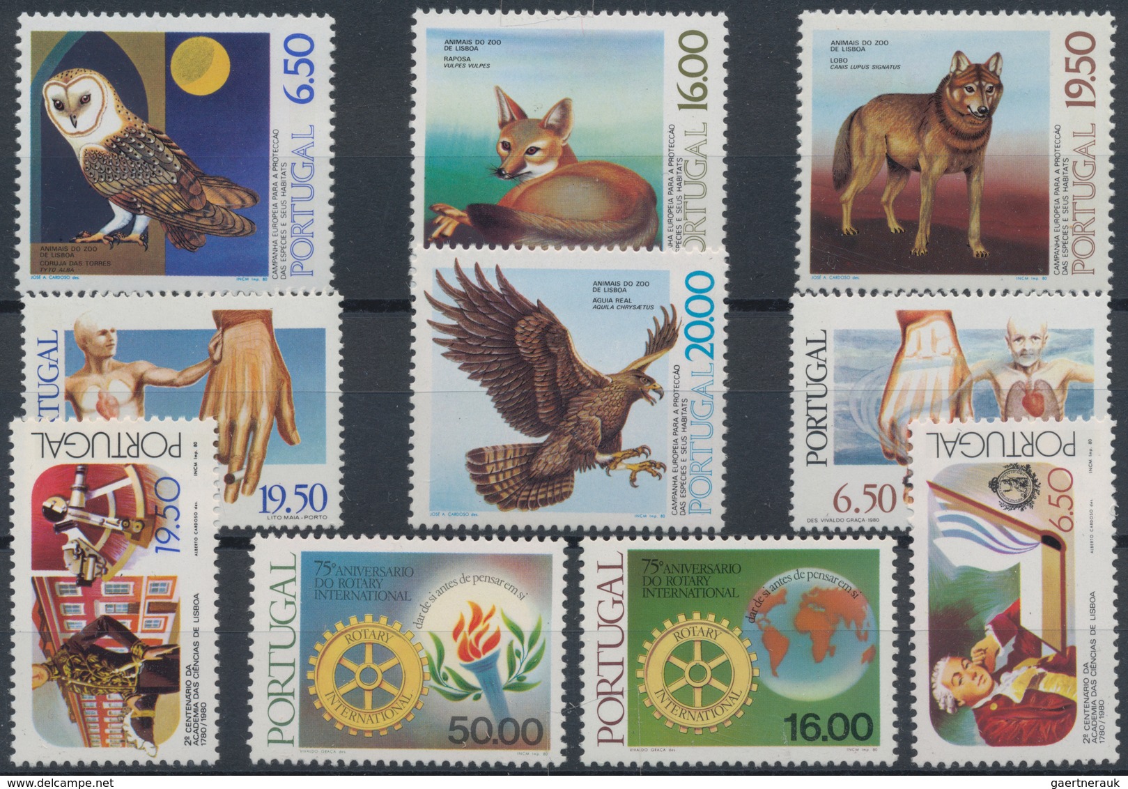 Portugal: 1980, Sets Without The Souvenir Sheets And Definitives Per 375 MNH. Every Year Set Is Sepa - Sonstige & Ohne Zuordnung