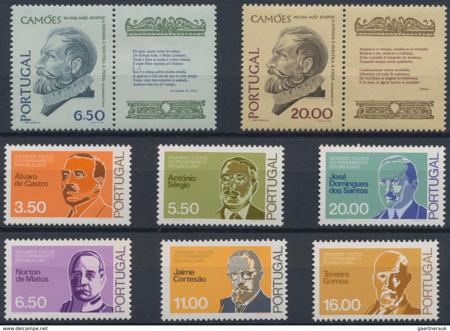 Portugal: 1980, Sets Without The Souvenir Sheets And Definitives Per 375 MNH. Every Year Set Is Sepa - Autres & Non Classés