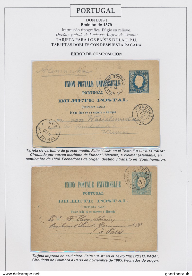 Portugal - Ganzsachen: 1878/1887 (ca.), POSTAL CARDS LUIS I. (King's head facing left), collection/a