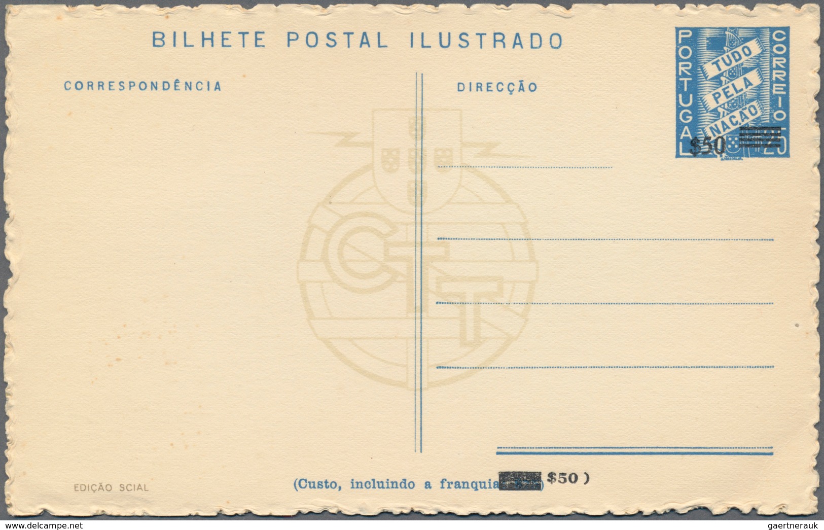 Portugal - Ganzsachen: 1953, Ca. 35 Unused Picture Postal Stationery Cards All With 50(c) Black On 2 - Entiers Postaux