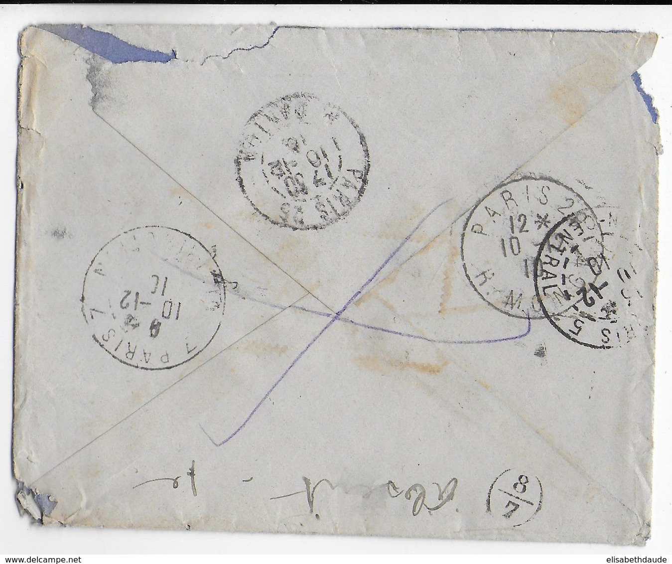 1910 - GUADELOUPE - RARE SEUL Sur LETTRE RECOMMANDEE De POINTE à PITRE => PARIS - CACHETS De FACTEURS  => READRESSEE - Brieven En Documenten