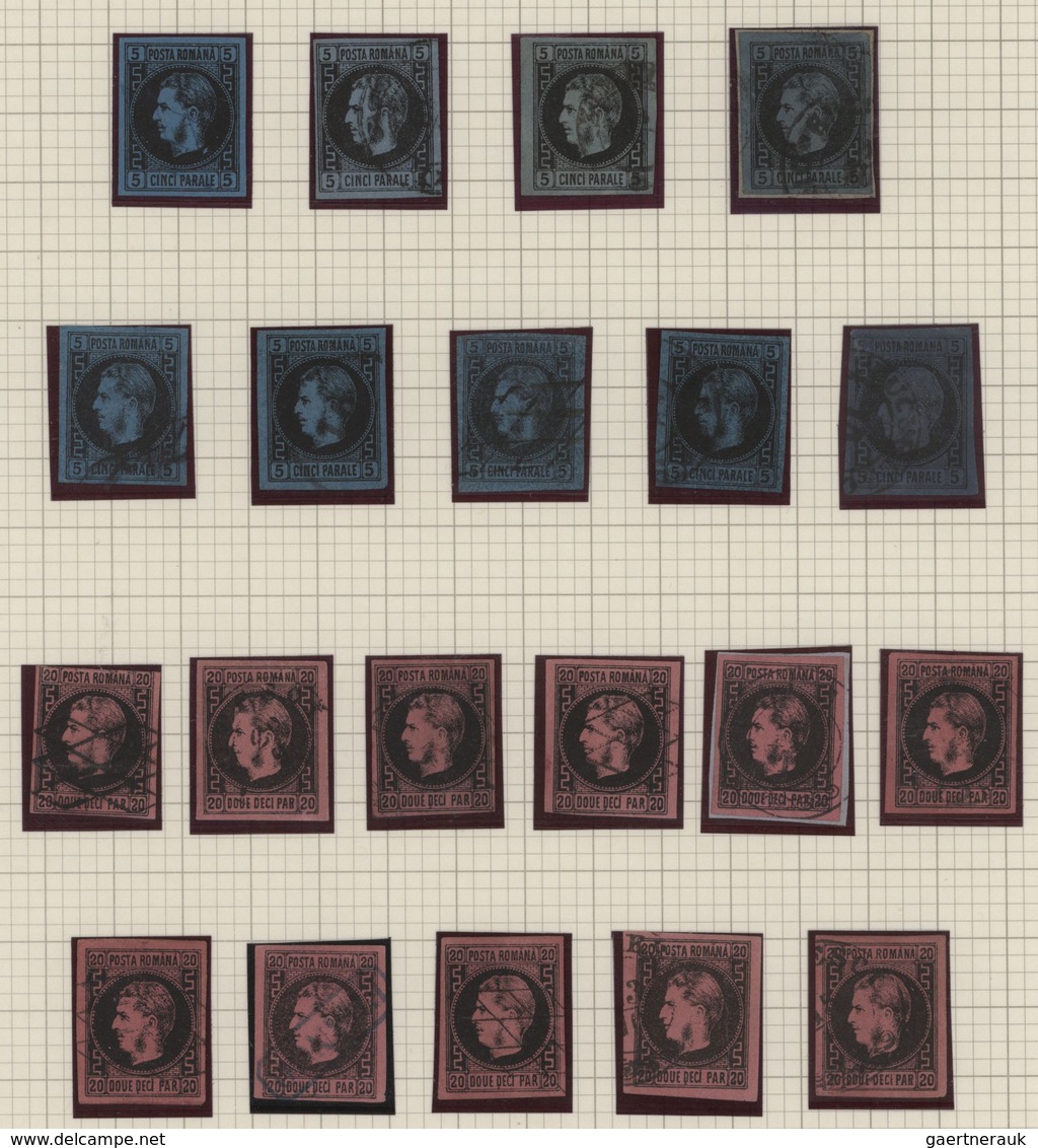 Rumänien: 1866/1867, Carol Heads, Specialised Collection Of 107 Stamps Of All Denominations On Album - Gebruikt