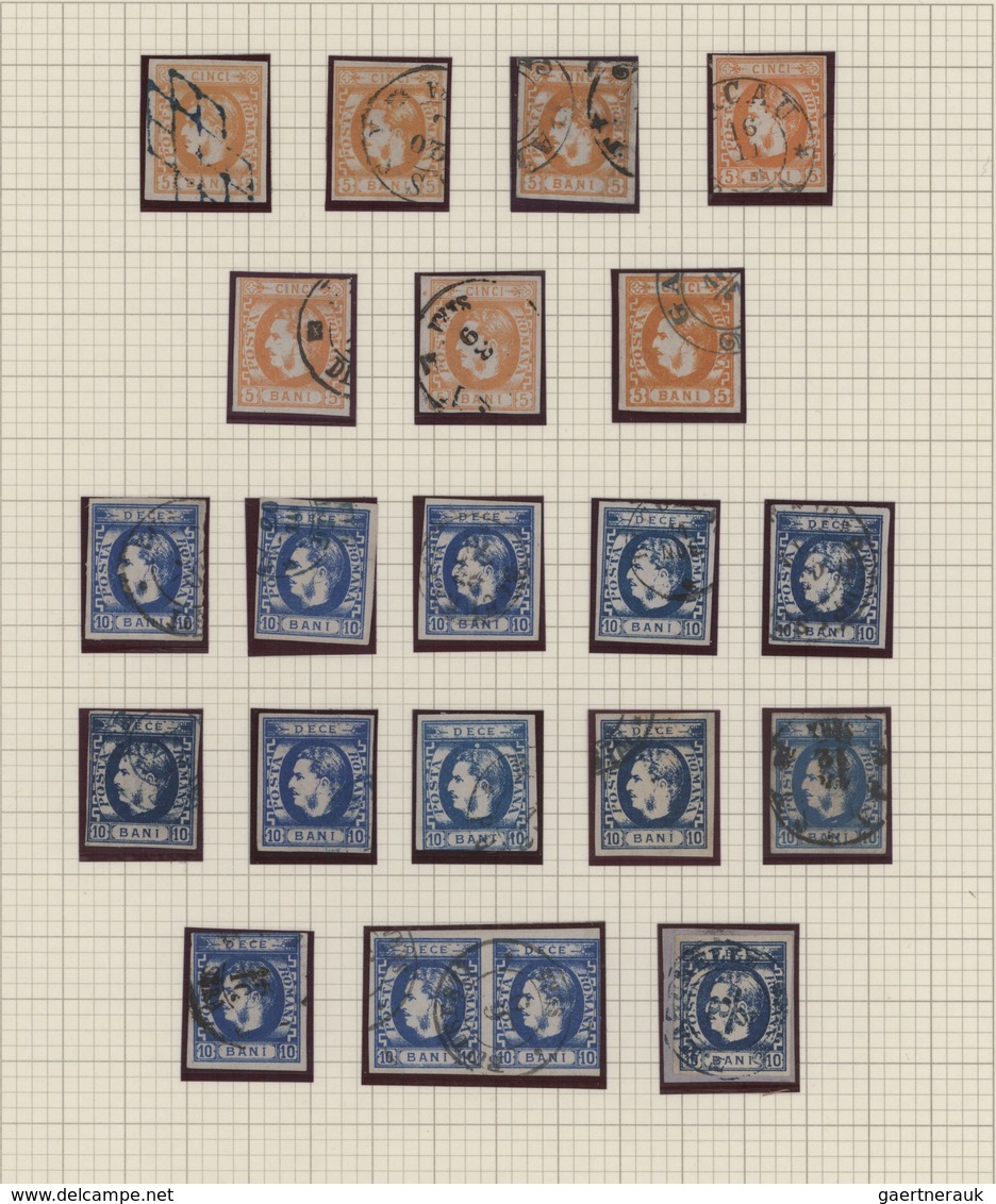 Rumänien: 1869/1872, Carol Heads, Specialised Collection Of 90 Stamps Of All Denominations On Album - Gebraucht