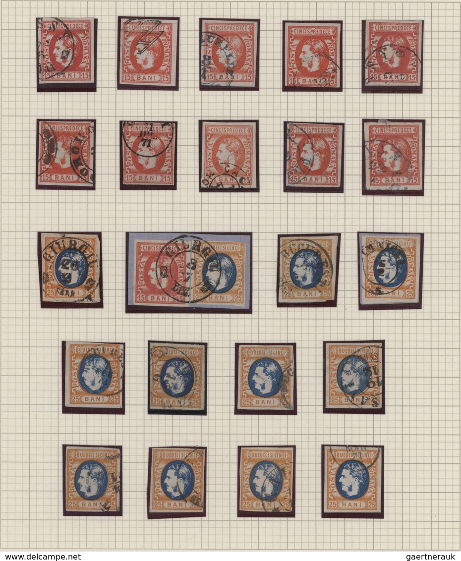 Rumänien: 1869/1872, Carol Heads, Specialised Collection Of 90 Stamps Of All Denominations On Album - Usado