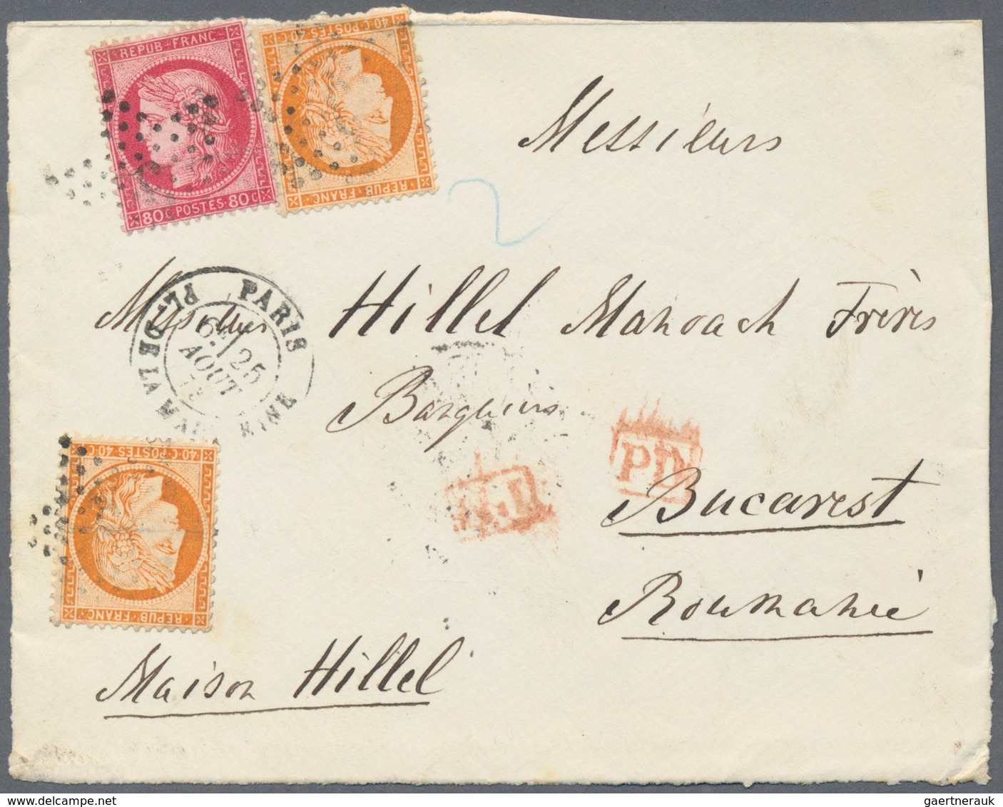 Rumänien: 1872-75 Ca.: Correspondence From Paris To E. Hillel Manoach, Bucharest Containing 22 Front - Oblitérés