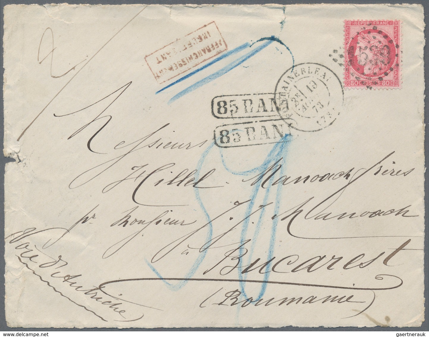 Rumänien: 1872-75 ca.: Correspondence from Paris to E. Hillel Manoach, Bucharest containing 22 front